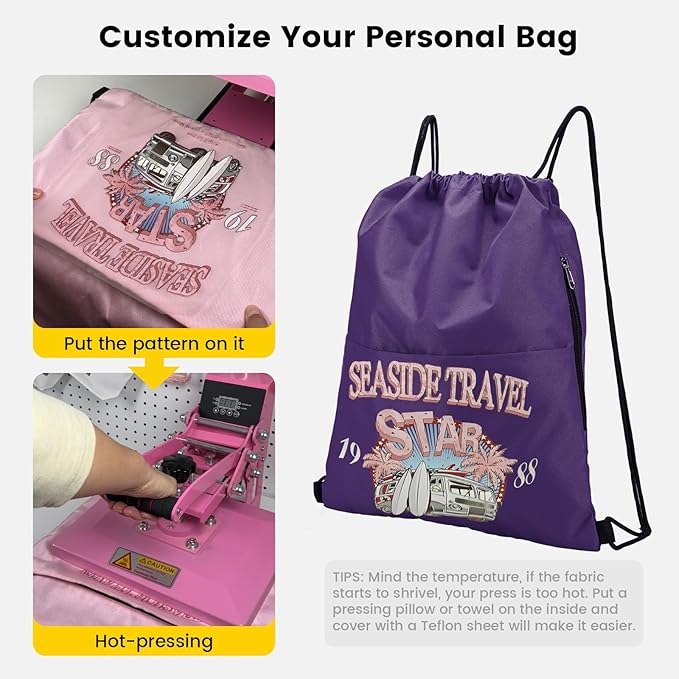 Vorspack Drawstring Backpack Water Resistant String Bag Sports Sackpack Gym Sack with Side Pocket for Men Women