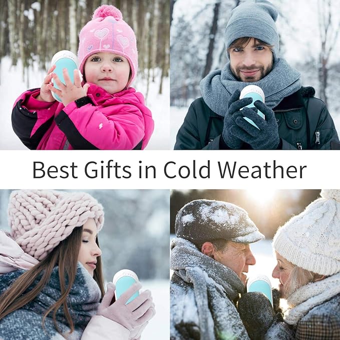 Rechargeable Hand Warmer, 5200mAh Electric Hand Warmers Reusable, Portable USB Power Bank, Double-Sided Quick Heating Handwarmer for Hunting, Golf, Camping, Skiing, Winter Gift for Women, Men