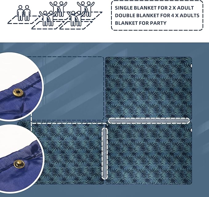 Outdoor Waterproof Blanket, Foldable Fleece Stadium Blanket for Outdoor Sports Event,Camping,Concerts, Car,Pet,Picnics -Windproof, Wearable,Machine Washable 80"x58"