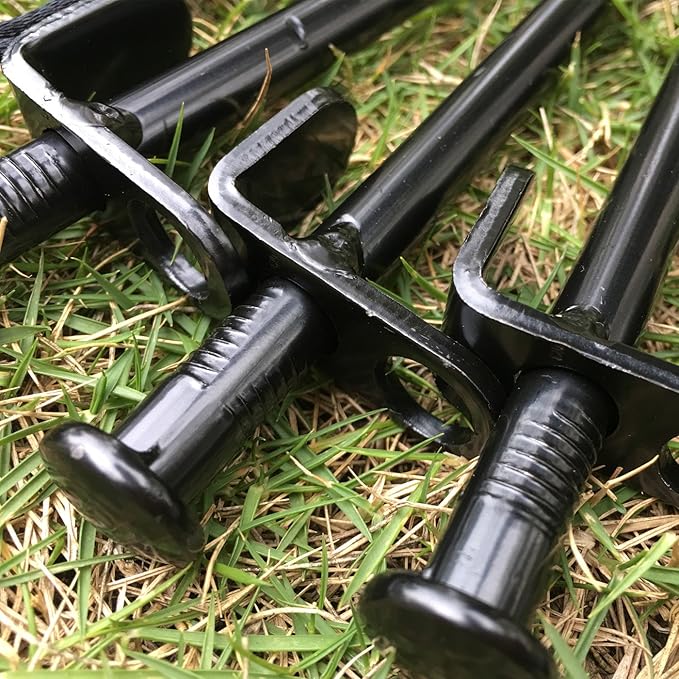 BareFour Tent Stakes Heavy Duty, 8-Inch Camping Stakes, Forged Steel Tent Pegs Unbreakable and Inflexible - Available in Rocky Place Dessert Snowfield and Grassland (8 Pack 8 Inch)