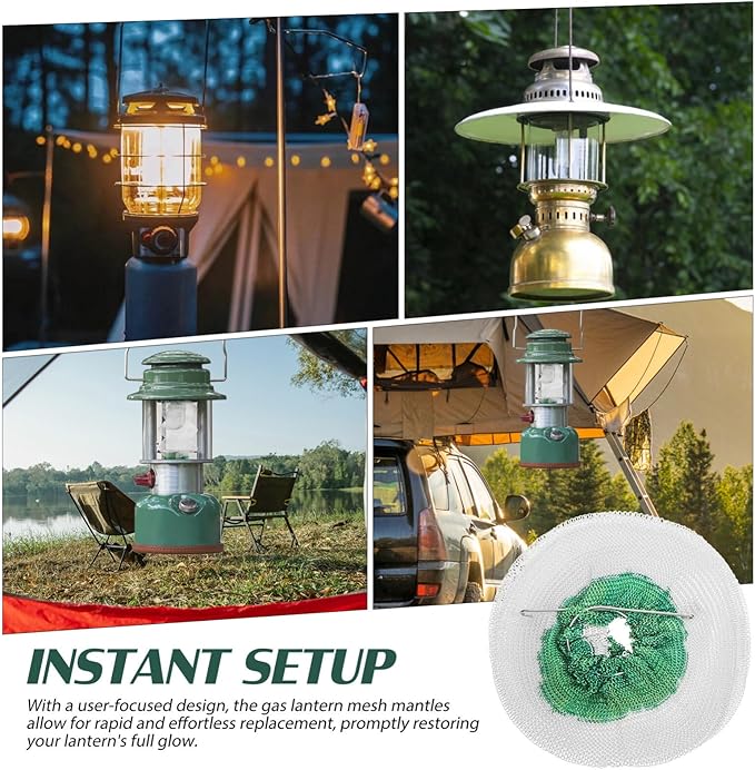SUPVOX 3 Layer Propane Lantern: Accordion Shape Mantle:Lanterns Mantles Gas with 2 Install Clips for Outdoor Lantern Accessories-6PCS