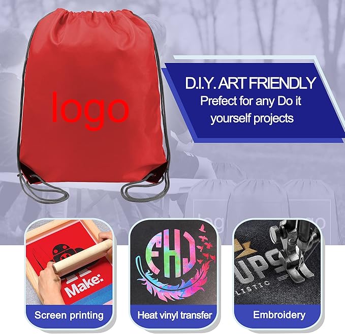 BeeGreen Drawstring Backpack Bags 20,30,50 Packs Reflective String Bags for Gym Sport Trip Cinch Sack DIY for Women Men