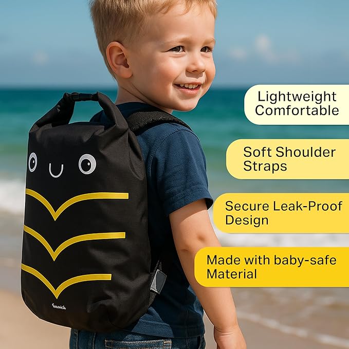 Kids Beach Bag Dry Bag Water Proof Resistent Travel Backpack Sacks for swimming Waterproof Backpack (Bee, 5L)