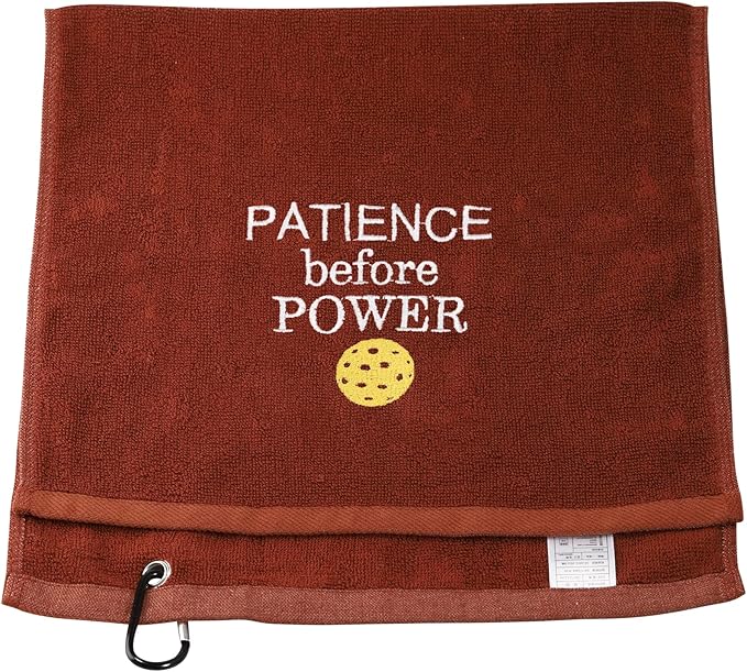 JXGZSO Pickleball Towel Patience Before Power Embroidered Sports Teem Hand Towel Gift for Pickleball Player (Patience Before Power T)