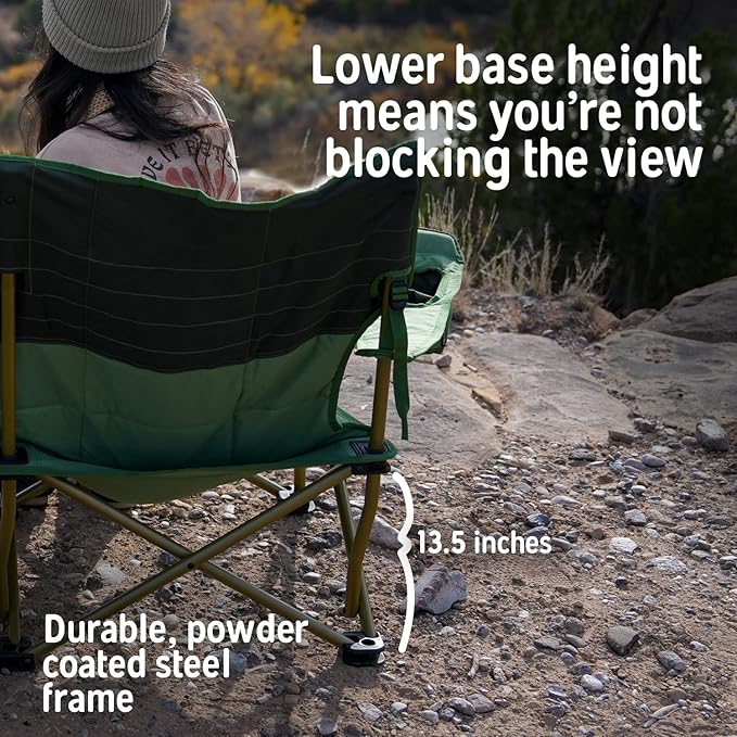 Kelty Lowdown Couch - 3 Person Capacity Camping Chair, Extra Large and Sturdy Bench for Campsites, Soccer Games, and Backyard Parties, with Cup Holders|Arm Rest, Polyester, Deep Lake/Fallen Rock