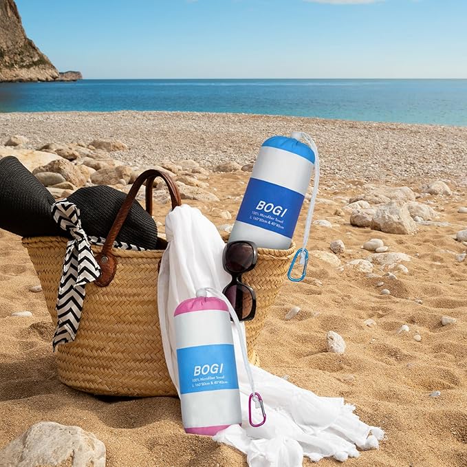 BOGI Microfiber Beach Towel Set,Quick Dry Beach Towel-(Size:L,XL)-Lightweight Absorbent Oversized Travel Towel,Sand Proof Compact Pool Towels for Travel Bath Beach Swim Gym Yoga