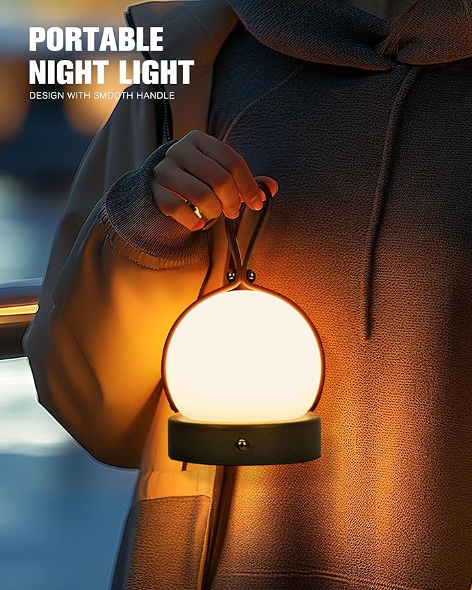 Portable Table Lamp Night Light for Bedroom,3 Color Stepless Dimming Up Night Light, Rechargeable Cordless Lamp Nursery Lamp for Kids Lamp Small Touch Lamp (Grey)