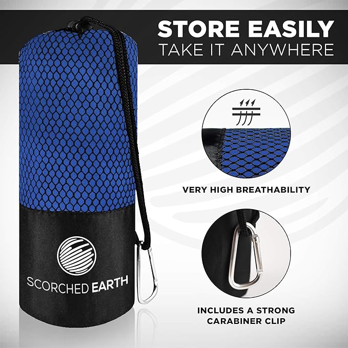 Microfiber Travel & Sports Towel Set (Royal Blue) - XL Set (39x70.5 & 12x24)