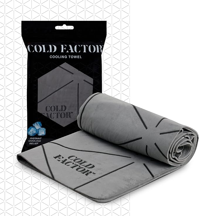 COLD FACTOR Cooling Neck Towel-Chill Pad Lasts 5 Hours Premium PVA Cooling Towel for Neck and Face-UPF 50+(Gray)