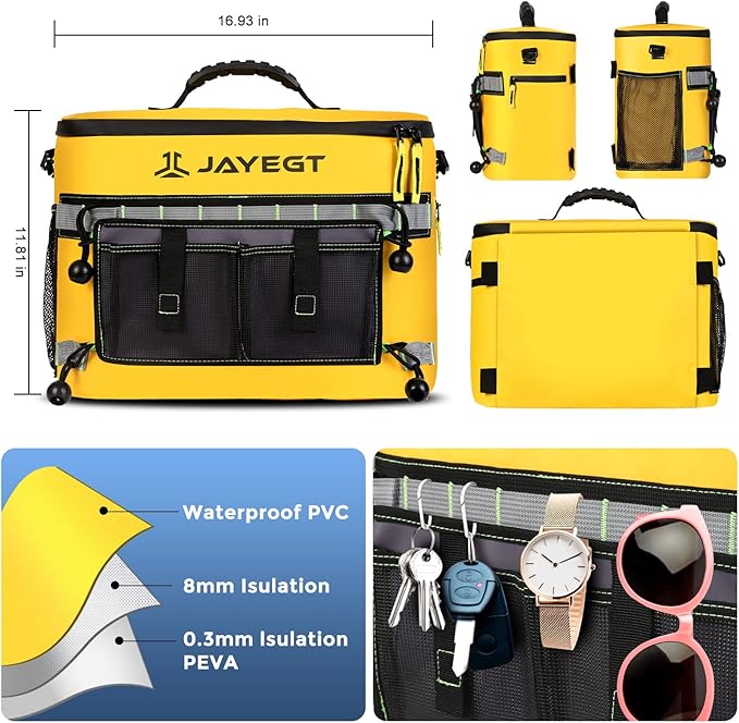Kayak Cooler Behind Seat - Waterproof Cooler Bag Compatible with Lawn-Chair Seat Kayak,Kayak Accessories Camping Cooler, Portable Ice Chest for Fishing, Beach,Picnic, Trips