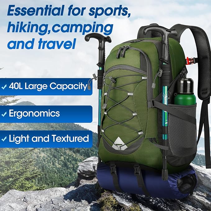 IGOLUMON Hiking Backpack 40L Packable Lightweight Camping Backpack Men Women Waterproof Hiking Daypack Outdoor Travel Daypack