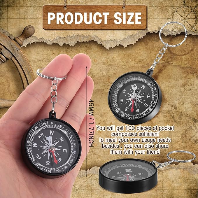Soaoo 302 Pcs Mini Compass Set,Wedding Favors Set Compass Souvenir Present Nautical with Kraft Tags and White Organza Bag for Guests Birthday Wedding Nautical Travel Party Souvenir Gift Favors
