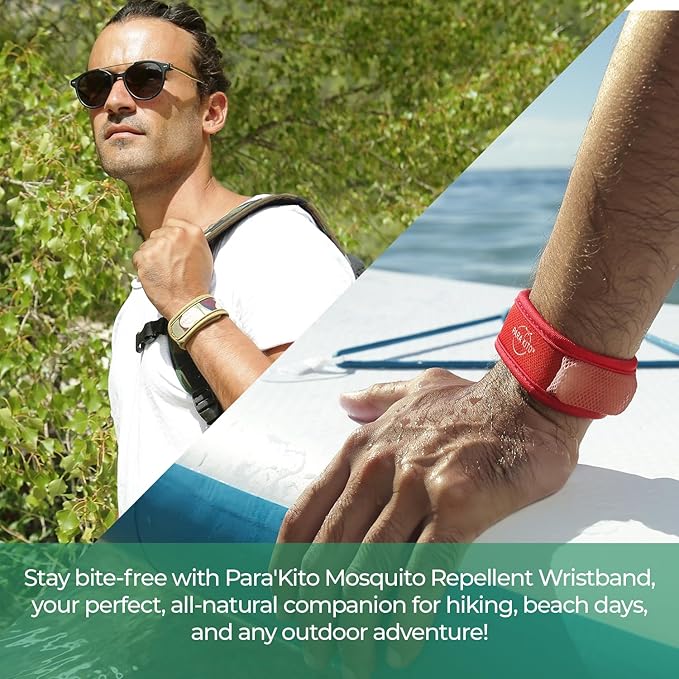 PARA'KITO Mosquito Insect & Bug Protection Wristband - Mosquito Stickers, Bug Spray Alternative - Summer Essentials, Beach Accessories, Hiking & Camping Essentials - Natural Essential Oils (Deep Blue)