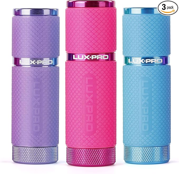 LUX-PRO - Tactical LED Multi Mode Handheld Flashlight, Maximum Brightness, LP395 Gels Glow-in-the-dark 9 LED Flashlight - PINK,PURPLE & BLUE