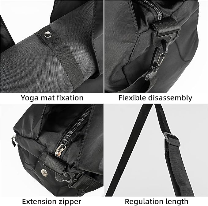 Gym Bag, Yoga Gym Bag for Women and Men, Carrying Workout Gear and Accessories, Shoe Compartment and Wet Dry Storage Pockets, Travel Duffle Bag Carry On Weekender Bag