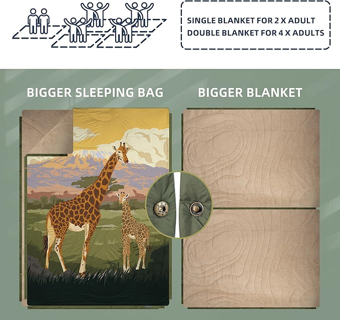Outdoor Camping Blanket with Sherpa Lining, Extra Warm Thick Camp Blankets & Puffy Ultralight Soft Poncho DWR Camping Quilt for Cold Weather, Adventure,Sleeping,Backpacking 78"x 56"