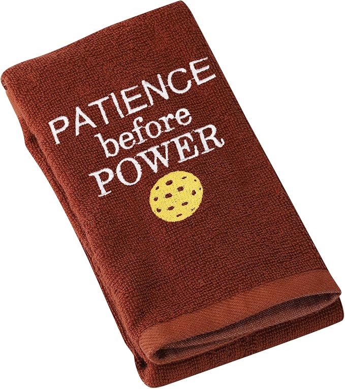 JXGZSO Pickleball Towel Patience Before Power Embroidered Sports Teem Hand Towel Gift for Pickleball Player (Patience Before Power T)