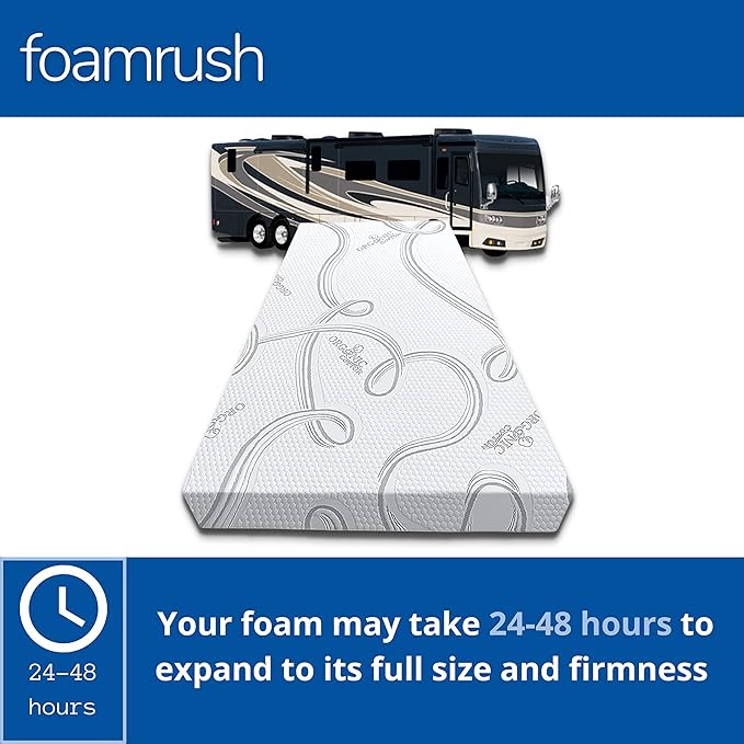 FoamRush 6-Inch Bunk (30" x 80") High Density Foam RV Mattress Replacement with Cotton Cover, Medium Firm, Pressure Relief, Travel Camper Trailer Truck, Made in USA, CertiPUR-US Certified