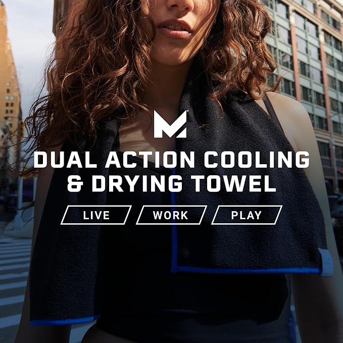 Mission Dual Action Cooling & Drying Towel, Charcoal/Black - Cools Up to 6 Hours - Moisture & Sweat Absorbent - UPF 50 Sun Protection - Machine Washable