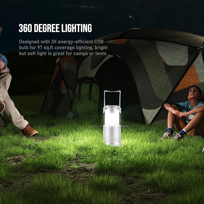 Lichamp LED Camping Lantern, 4 Pack Battery Powered Flashlight for Power Outages, Portable Collapsible Hanging Light Essential for Home, Outdoor, Emergency Lamp Survival Kit Gear for Hurricane, B4SL