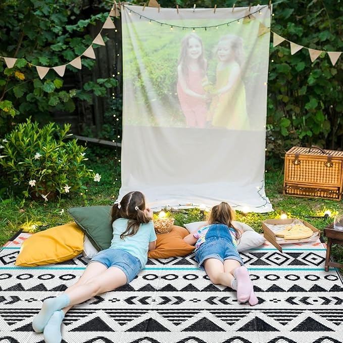 Outdoor Rugs Patio Camping Waterproof - 8x10 Plastic Straw Patio Rug Portable for Campers, Outside RVs Mat, Outdoor Area Carpet for Patios Clearance, Backyard Porch, Balcony, Picnic
