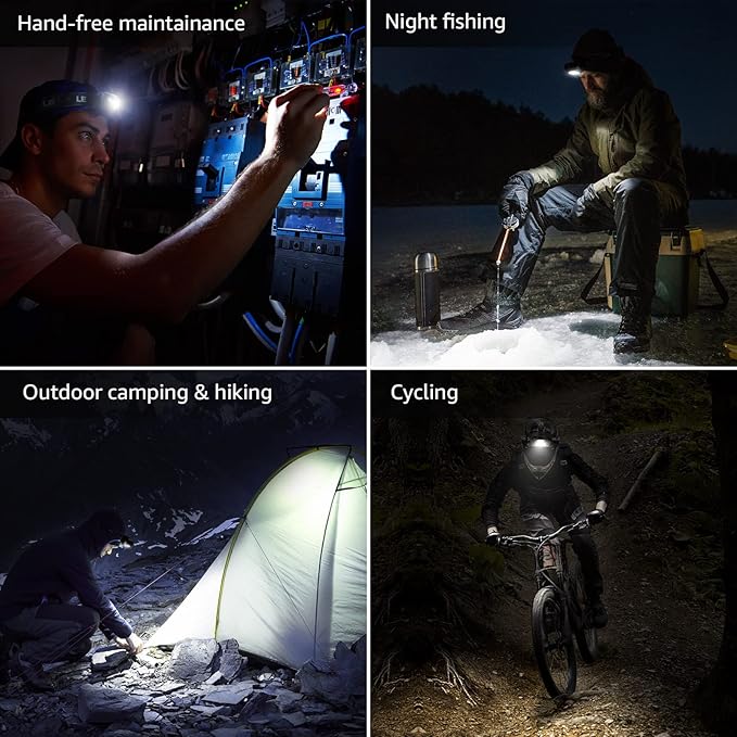 Lepro 320015 Battery Powered Headlamp - 1300Lux Super Bright LED Head Lamp with Red Light, IPX4 Waterproof Headlights for Outdoor Camping, Hiking, Hunting, Power Outages, Emergency, Hurricane, 2 Pack