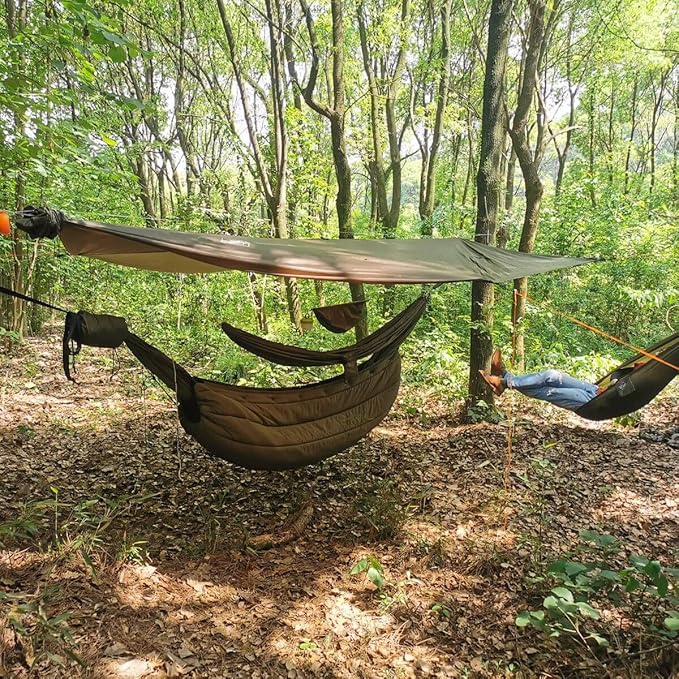 Onewind Tarp Sleeve 12ft, Camping Rain Fly Snakeskin for Tarp Easy Storage and Display, Lightweight and Breathable for Outdoor Camping, Hiking and Backpacking, 6ft×2pieces, OD Green
