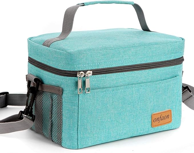 Lunch Bag for Men/Women, Insulated Reusable Lunch Box Leakproof Cooler Tote Bag Freezable with Adjustable Shoulder Strap for Office Work Picnic Beach(Cyan)