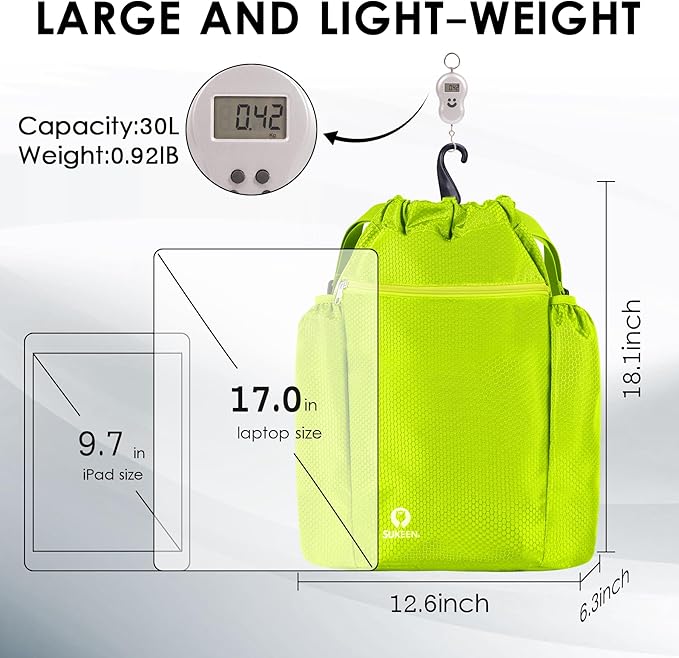 Sukeen Drawstring Backpack Swim Bag Lightweight String Backpack for Beach Pickleball Swimming Pool Gym Workout Gear Sport