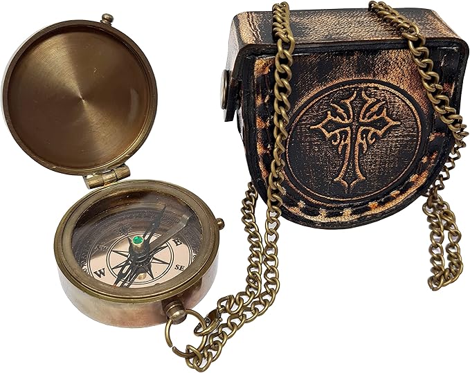 Brass Nautical - Brass Compass Engraved Gift for Son, Grandson, Daughter, Baptism, Confirmation Communion Godson Church Graduation Day