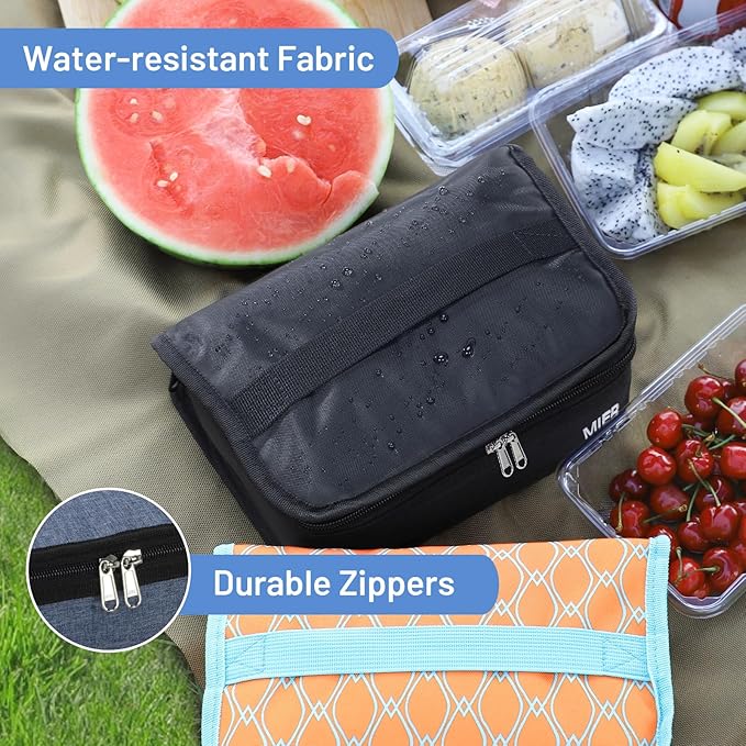 MIER Freezable Lunch Bag Frozen Mini Cooler Small Portable Insulated Lunch Box Freezer Snack Bags for Kids Adult Travel Work School, Bluesteel