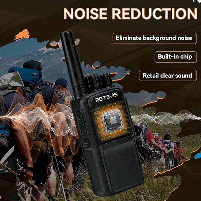 Retevis RA55 Mountain Radios, 148g Noise Reduction 2 Way Radio, 1200mAh Rocky Walkie Talkies Long Range, Carabiner Clip, Rechargeable Two Way Radios for Mountaineering, Climbing, Camping 2 Pcs