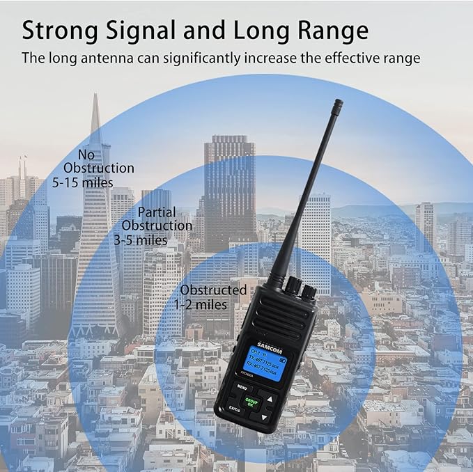 SAMCOM Two Way Radios Long Range Rechargeable, Heavy Duty 2-Way Radio for Adults,5 Watt High Power Walkie Talkie FPCN30A Battery/Group Call Function (Black 1 pcs)
