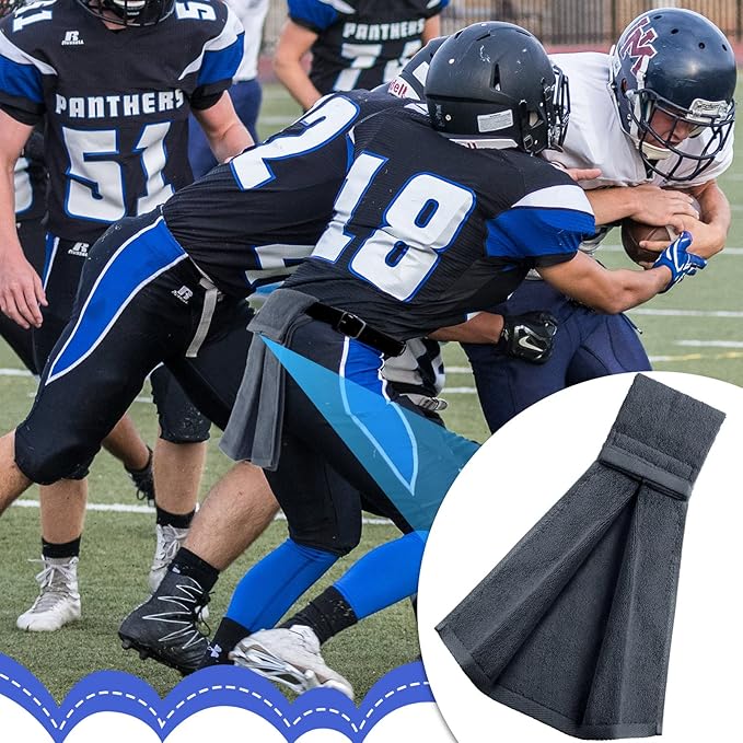 Shimeyao 2 Pcs Football Towel Cotton Sports Football Field Towel Pitching Towel with Closure Football Sweat Towel for Football Gym Men Women Accessories (Gray)