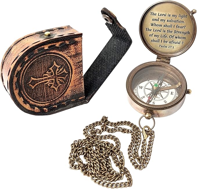 Brass Nautical - Brass Compass Engraved Gift for Son, Grandson, Daughter, Baptism, Confirmation Communion Godson Church Graduation Day