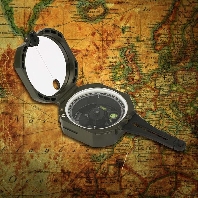 SVBONY Camping Military Compass Pocket Transit Multifunction Compass Lensatic Sighting Fluorescent Waterproof for Hunting Hiking with Strap