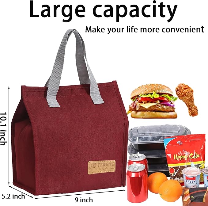 Lunch Bag for Women/Men,Waterproof Reusable Portable Lunch Tote,Lunch Box Bag.Thermal Cooler Bag Ideal for Work/Party/l/Travel/Picnic(Light Red)