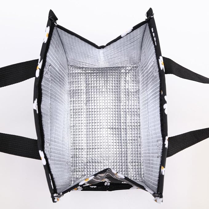 TELLUMO Lunch bag, Insulated Lunch Bag for Women Men Large Lunch Box Container Reusable Leakproof Tote for Office, Work, School, Beach or Travel (Black Grid)