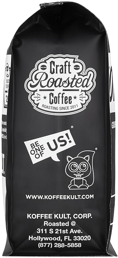 Koffee Kult Dark Roast Whole Bean Coffee, Small Batch 100% Arabica Gourmet Blend, Smooth and Well Balanced, Artisan Roasted in 32oz, Resealable Package.