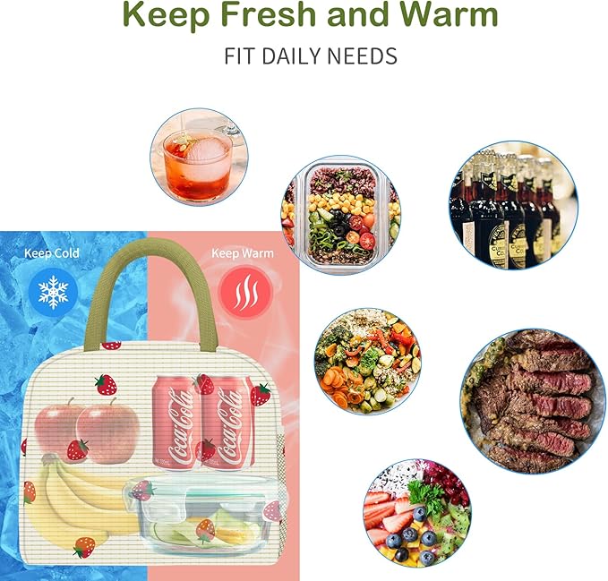 Lunch Bag Lunch Box for Women Men Reusable Insulated Lunch Tote Bag, Handbags Case High Capacity for Travel Work Picnic
