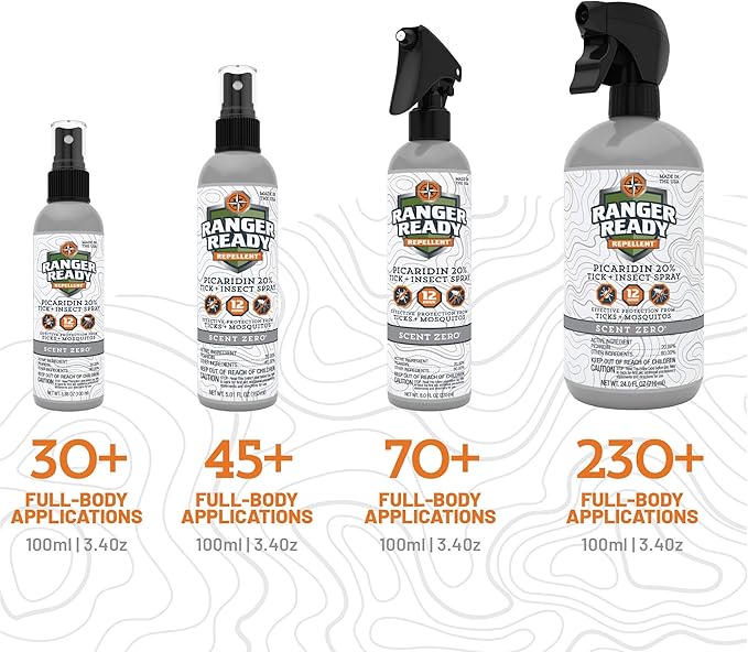 Ranger Ready Repellents Tick Spray and Insect Repellent, Picaridin 20% Bug Spray, Orange Scent, 8 Oz. (Pack of 3)