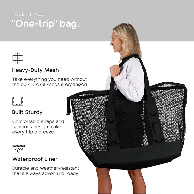 MISSION Boat Gear CASSI Heavy-Duty Outdoor Tote and Waterproof Marine-Grade Mesh Boat Bags