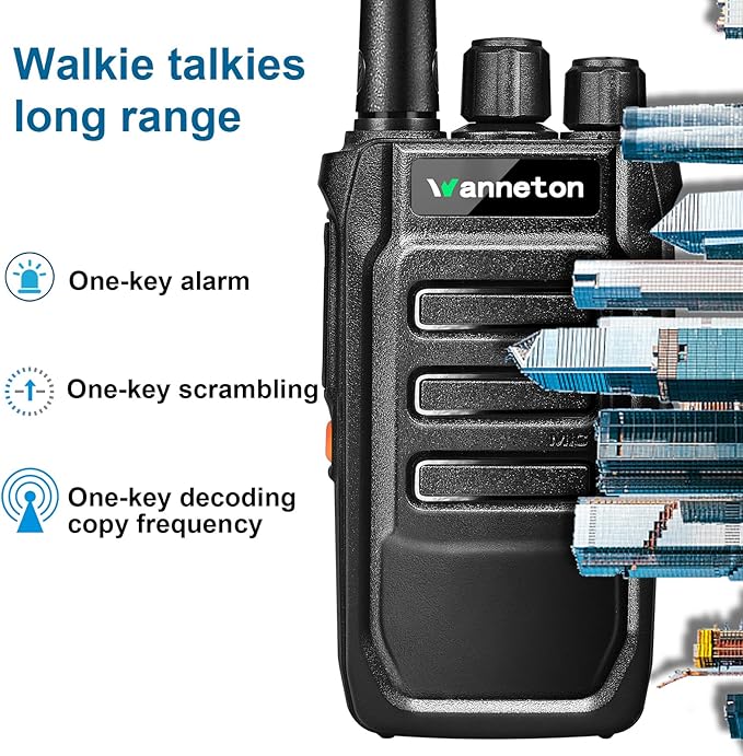 walkie talkies for Adults Long Range,One-Key decoding Copy Frequency,walkie Talkie Compatible with Most Portable Handle Two Way radios 205 Privacy Codes, VOX, Scan, programmable(4 Pack)