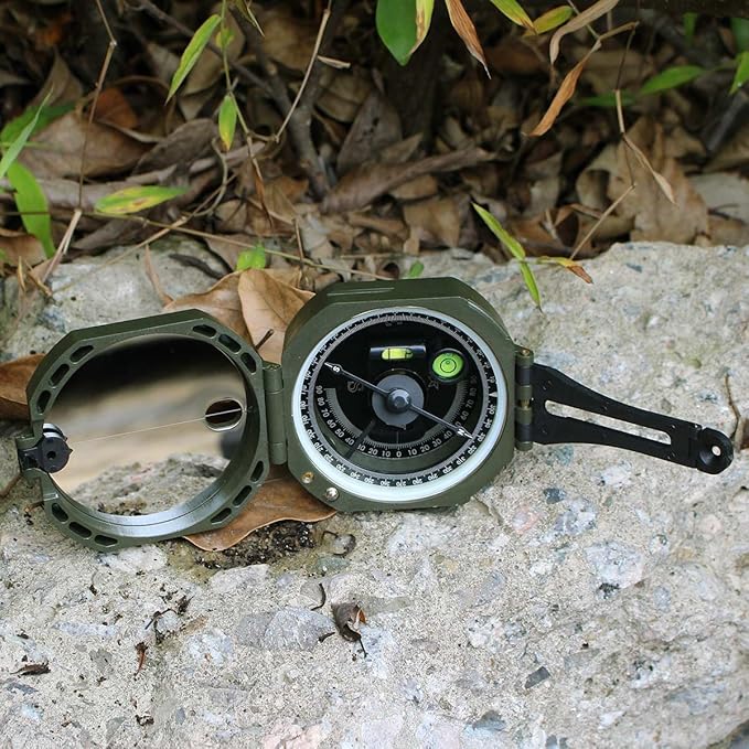 SVBONY Camping Military Compass Pocket Transit Multifunction Compass Lensatic Sighting Fluorescent Waterproof for Hunting Hiking with Strap