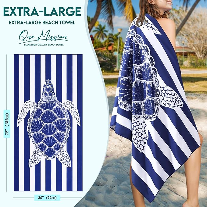 Genovega Microfiber Oversized Beach Towel Lightweight Thin Sandproof Compact Towels Women