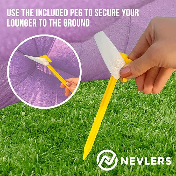 Nevlers 2 Pack Inflatable Loungers Air Sofa Couch | Perfect for Beach Chair Camping Chairs or Portable Hammock |Travel Bag Pouch, Pegs & 3 Pockets| Movie Seating & Camping Accessories Blow Up Lounger