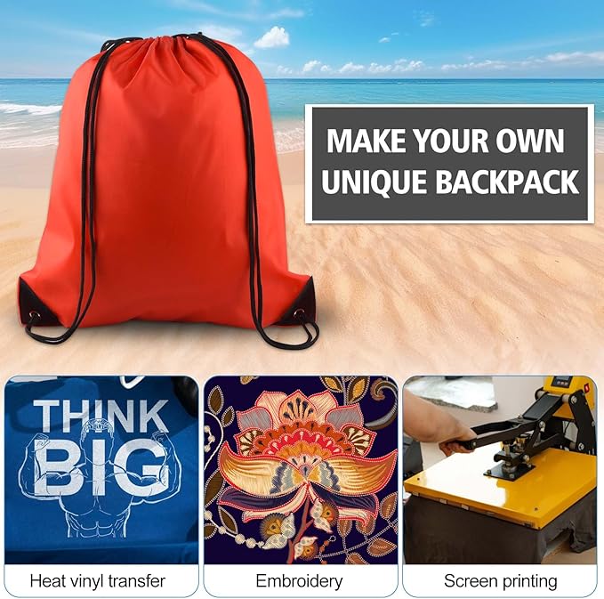 KUUQA 2Pcs Red Drawstring Backpack Bags Sack Bulk String Backpack Storage Bag