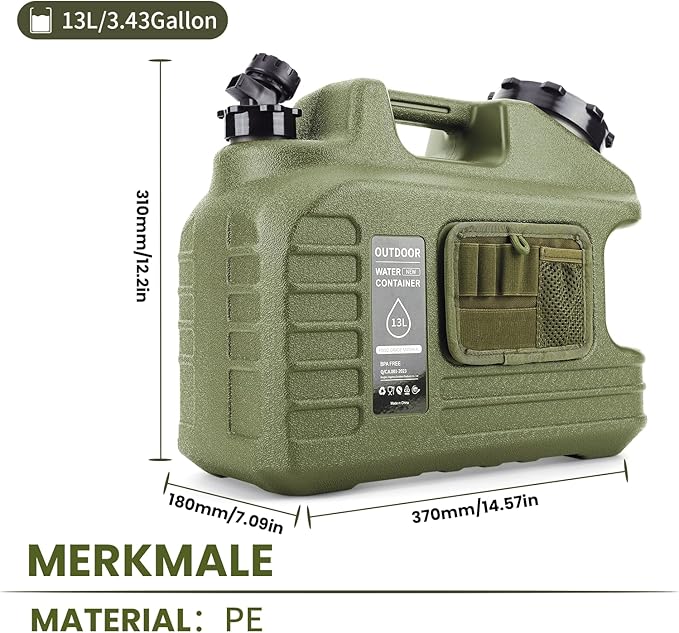 3.5 Gallon Camping Water Container with Spigot/Tool Bag, Camping Water Container BPA Free Water Storage with Spigot No Leakage Portable Emergency Water Tank,Multifunction Water Storage