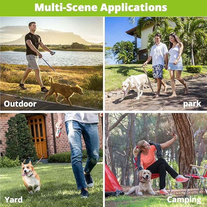 Dog Tie Out Cable for Camping - 50ft/70ft/100ft Portable Reflective Overhead Trolley System for Dogs up to 300lbs - Dog Lead for Yard Camping | Parks | Outdoor Events Green