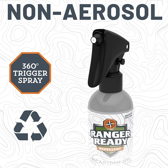 Ranger Ready Repellents Picaridin Insect Repellent Spray with Scent Zero - Tick and Mosquito Repellent Bug Spray (8 Fl Oz, Pack of 3)